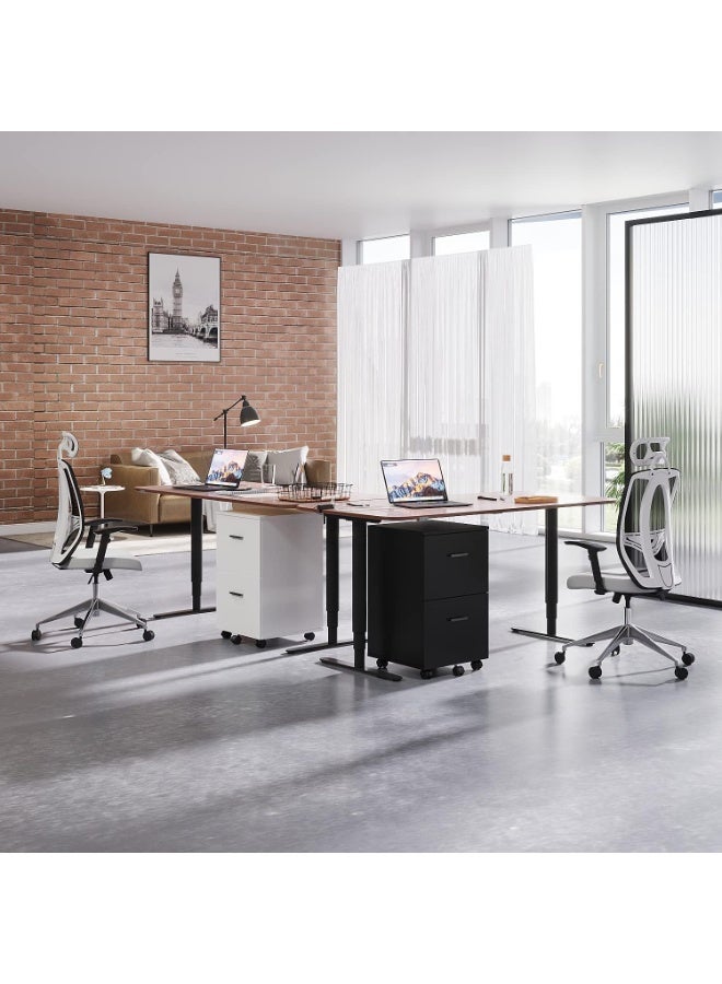 Panana 2 Drawer Mobile File Cabinet, Wood Rolling Filing Cabinet Printer Stand Under Desk Storage Organizer Fits Letter Size File Folders for Home Office (White) - Image 5